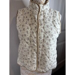She+Sky Women's Quilted Floral Vest Cotton Linen S Cottagecore Prairie Y2K NWT
